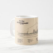 HMS Dreadnebed – 船舶設計図SD コーヒーマグカップ (正面左)