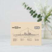 HMS Dreadnebed – 船舶設計図SD ポストカード (スタンド正面)