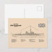 HMS Dreadnebed – 船舶設計図SD ポストカード (正面/裏面)