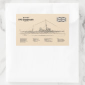 HMS Dreadnebed – 船舶設計図SD 長方形シール (バッグ)