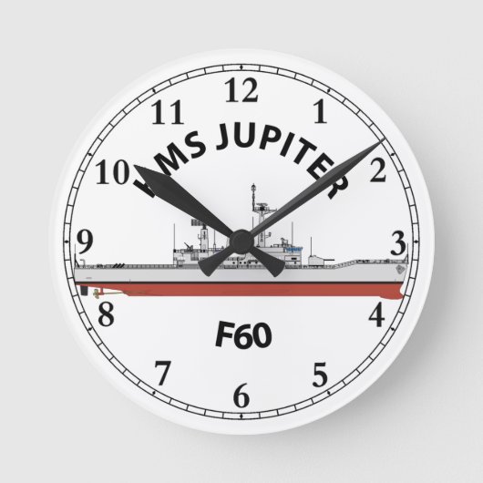 HMS JUPITER - F60 - LEANDER ORIG ラウンド壁時計 (正面)