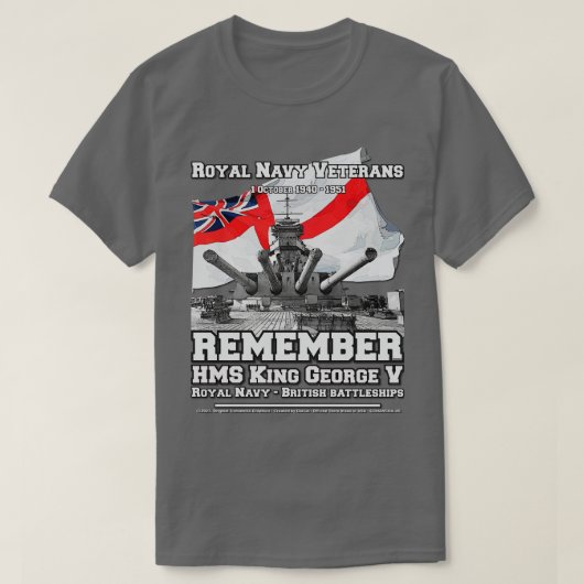 HMS King George Vclass戦艦退役軍人 Tシャツ (デザイン正面)