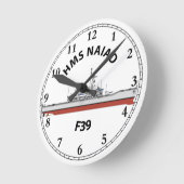 HMS NAIAD - F39 - LEANDER ORIG ラウンド壁時計 (傾斜)