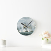 HMS SiriusのRowseフランスのなSquadrを従事させている大尉 ラウンド壁時計 (ホーム)