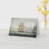 HMS Victoryが次のラインにフランスの向けて帆走 カード (黄色い花)