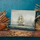 HMS Victoryが次のラインにフランスの向けて帆走 フォトプラーク (側面)