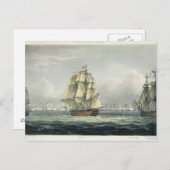 HMS Victoryが次のラインにフランスの向けて帆走 ポストカード (正面/裏面)