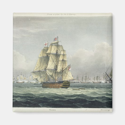 HMS Victoryが次のラインにフランスの向けて帆走 マグネット (正面)