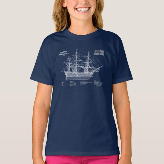 HMS Victory – 船舶設計計画ABD Tシャツ (正面)