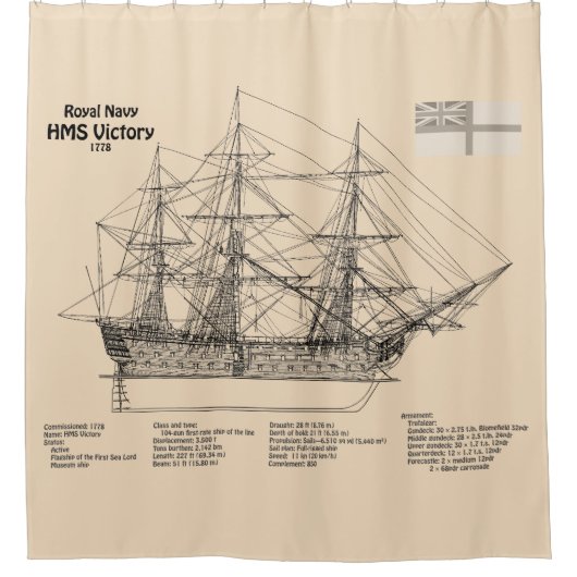 HMS Victory – 船舶設計計画SD シャワーカーテン (正面)
