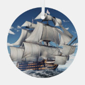 HMS Victory、3Dコンピュータ生成イラストレーション。 ガラスオーナメント (裏面)