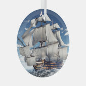 HMS Victory、3Dコンピュータ生成イラストレーション。 ガラスオーナメント (正面右)