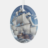 HMS Victory、3Dコンピュータ生成イラストレーション。 ガラスオーナメント (正面左)