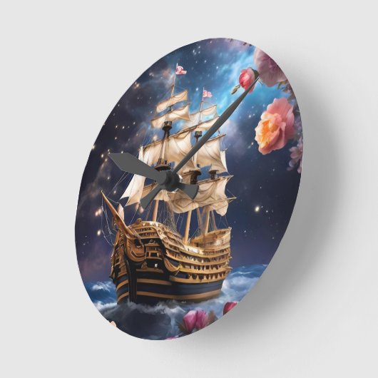 HMS Victory Lord Nelsons Ship ラウンド壁時計 (傾斜)