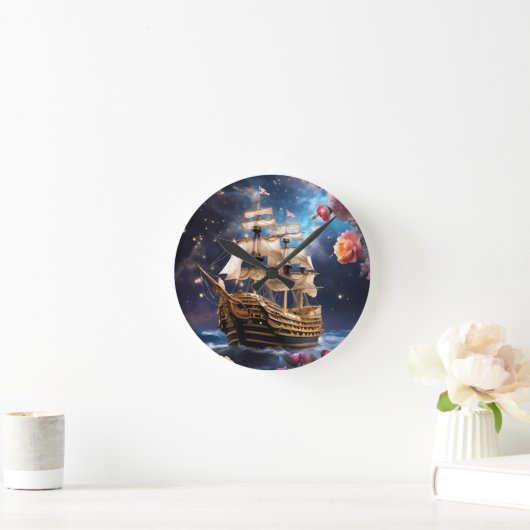 HMS Victory Lord Nelsons Ship ラウンド壁時計 (ホーム)