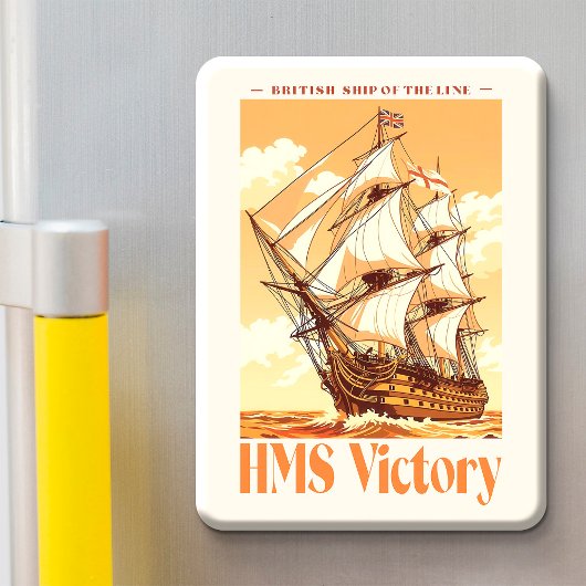 HMS Victory Poster Iconic British Ship of the Line マグネット