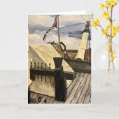 HMS Victory Ship 空白の Greeting Card カード (黄色い花)