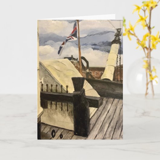 HMS Victory Ship 空白の Greeting Card カード (黄色い花)