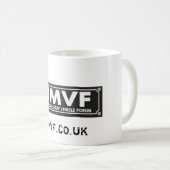 HMVFのマグの白のロゴ コーヒーマグカップ (正面右)
