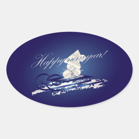 HNY sled 楕円形シール (正面)