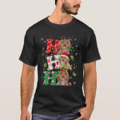 Ho3 Christmas Lights Santa Elf Reindeer Cockapoo Tシャツ (正面)