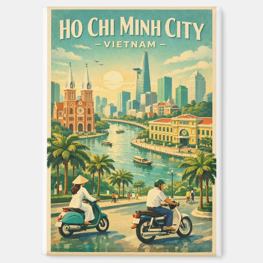 Ho Chi Minh City, Vietnam, in a classic retro マグネット (正面)