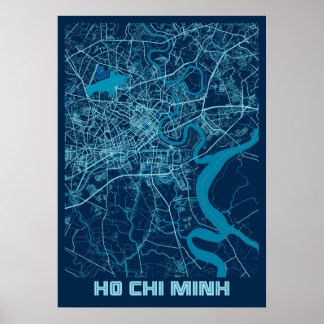 Ho Chi Minh - Vietnam Peace City Map ポスター