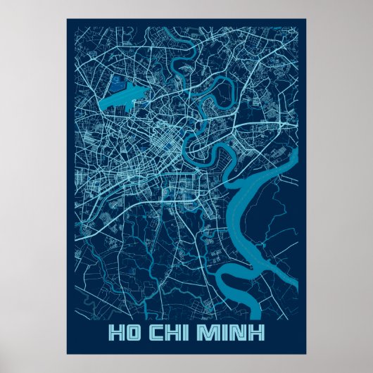 Ho Chi Minh - Vietnam Peace City Map ポスター (正面)