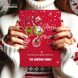 HO HOおもしろいレトロクリスマスホリディポストカード ポストカード