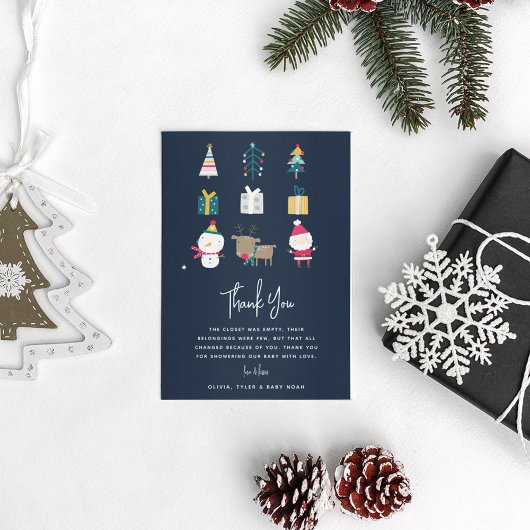 HO HOクリスマスカップル赤ちゃんシャワー サンキューカード