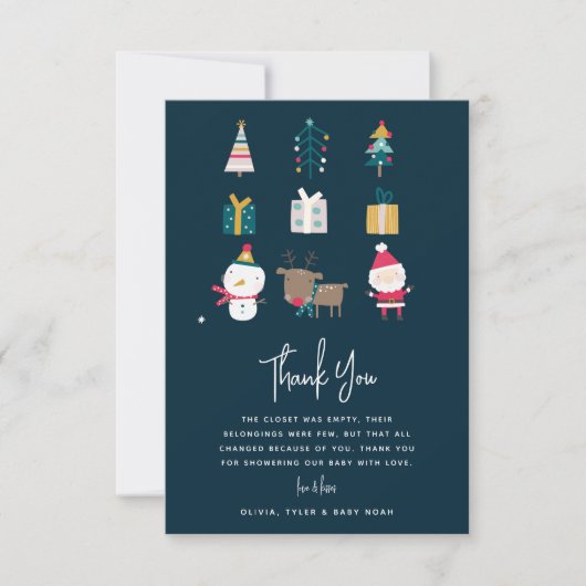 HO HOクリスマスカップル赤ちゃんシャワー サンキューカード (正面)