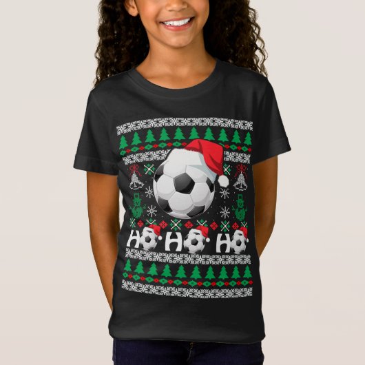 HO HOサッカー醜いクリスマスセーターSanta Hat G Tシャツ (正面)