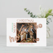 Ho Hoビジネスクライアント白いクリスマスフォト 箔シーズンカード (立ち正面)