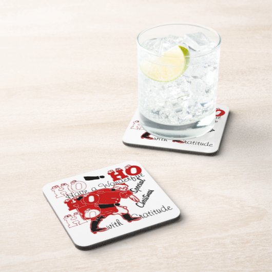 HO HO感謝と素敵なクリスマスを持つ コースター (右側)