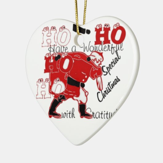 HO HO感謝と素敵なクリスマスを持つ セラミックオーナメント (左)