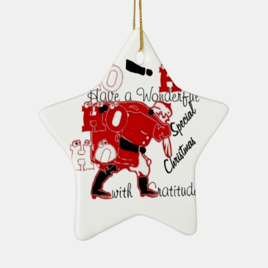 HO HO感謝と素敵なクリスマスを持つ セラミックオーナメント (右)