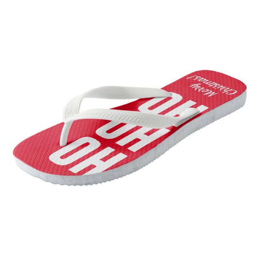 HO HO赤い熱帯おもしろいクリスマスビーチ ビーチサンダル (アングル)