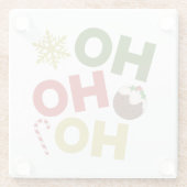 HO HO+クリスマスプリン、キャンディ、スノーフレーク ガラスコースター (裏面)