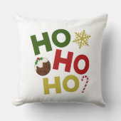 HO HO+クリスマスプリン、キャンディ、スノーフレーク クッション (正面)