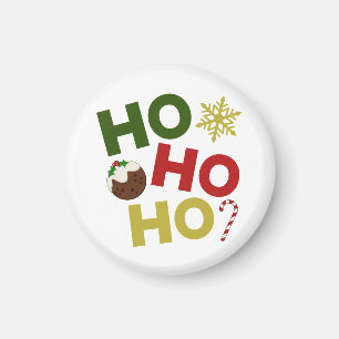 HO HO+クリスマスプリン、キャンディ、スノーフレーク マグネット