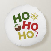 HO HO+クリスマスプリン、キャンディ、スノーフレーク ラウンドクッション (裏面)