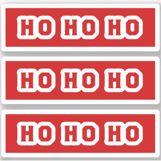 Ho Ho(サンタクロースによると)赤い背景x3 シール (正面)