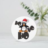 Ho Ho – ペンギン – メリークリスマス+あなたのテキスト シーズンカード (スタンド正面)