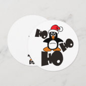 Ho Ho – ペンギン – メリークリスマス+あなたのテキスト シーズンカード (正面/裏面)
