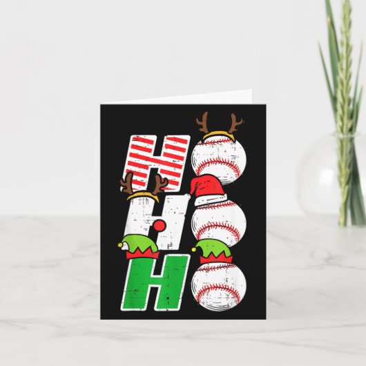 Ho Ho Baseball Elf Candy Cane Funny Christmas Srt  カード (正面)