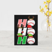 Ho Ho Baseball Elf Candy Cane Funny Christmas Srt  カード (黄色い花)