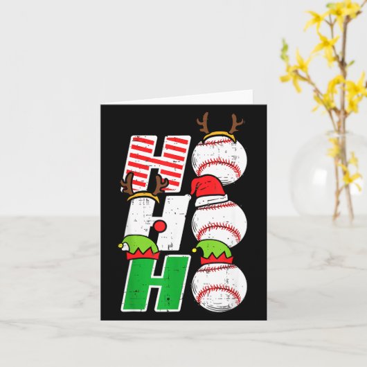 Ho Ho Baseball Elf Candy Cane Funny Christmas Srt  カード (黄色い花)