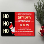 HO HO DIRTY Santa Christmasパーティーブラックとレッド 箔招待状<br><div class="desc">MInimalist HO HO HO Dirty Santa Gift Exchange Christmasパーティーブラック&レッド招待状</div>