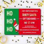 HO HO DIRTY Santa Gift交換クリスマスパーティー 箔招待状<br><div class="desc">MInimalist HO HO HO Dirty Santa Gift Exchange Christmasパーティーレッド&グリーン招待状</div>