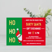 HO HO DIRTY Santa Gift交換クリスマスパーティー 箔招待状 (立ち正面)